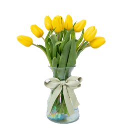 FLORERO DE 10 TULIPANES AMARILLOS