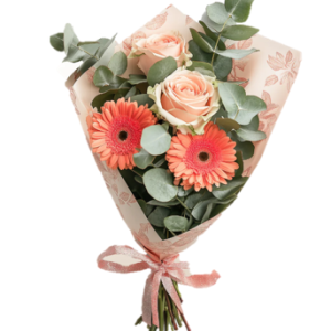 RAMO DE 2 ROSAS Y 2 GERBERAS CONSULTAR COLORES DISPONIBLES