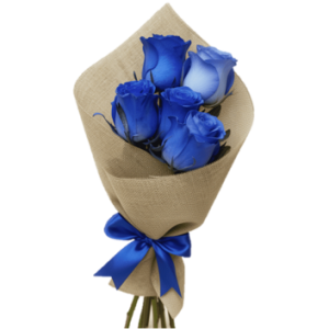 RAMO DE 5 ROSAS AZULES EN ARPILLERA