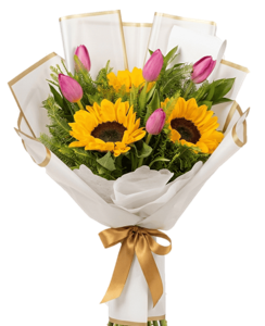 RAMO DE 5 TULIPANES Y 3 GIRASOLES