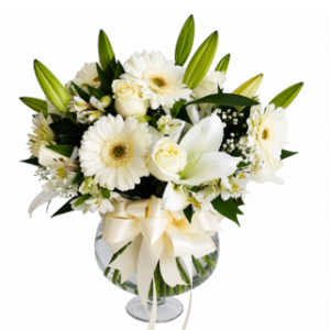 COPA PRIMAVERAL DE ROSAS LILIUM Y GERBERAS