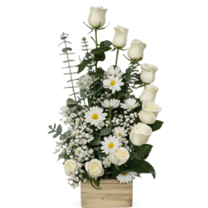 ESPIRAL PRIMAVERAL DE 10 ROSAS BLANCAS